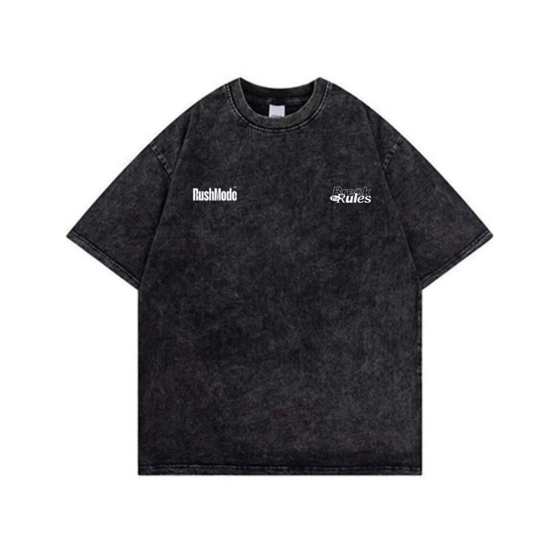 HUSTLE WITH HEART - Black Acid Wash T-shirt