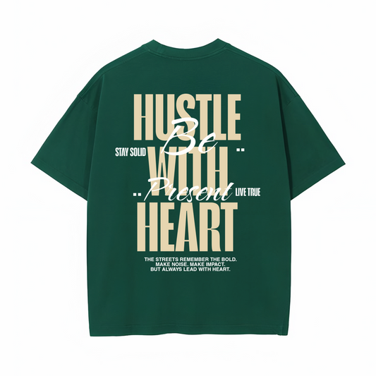 HUSTLE WITH HERAT - Green Oversized T-shirt