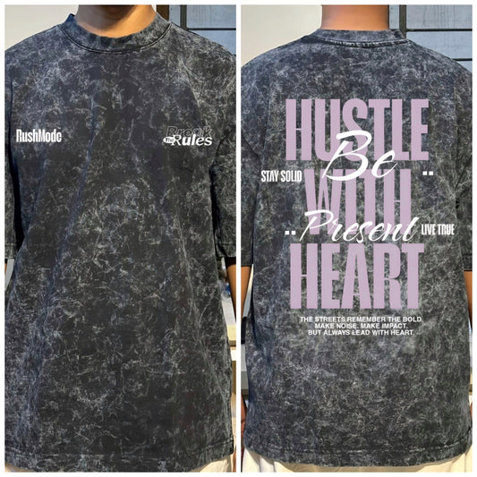 "Hustle" - Black Acid Wash