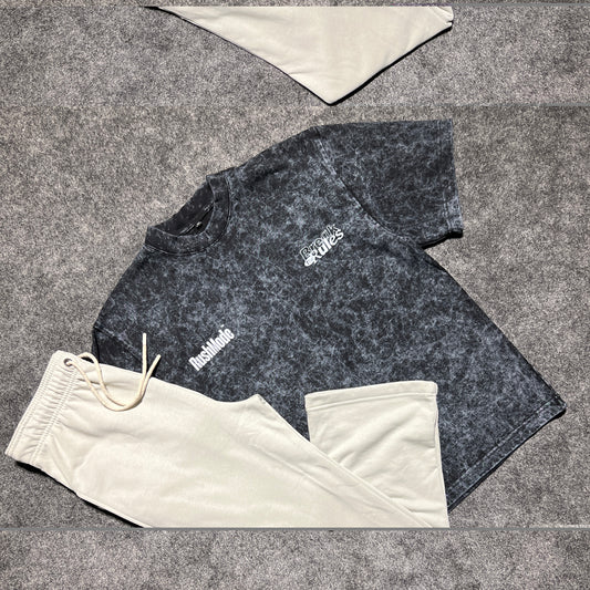 Black acid washed with straight fit