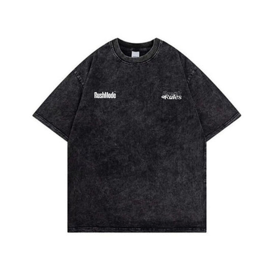 HUSTLE WITH HEART - Black Acid Wash T-shirt