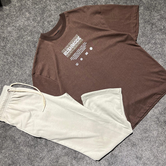 Combo- Beige trouser & brown oversized t-shirt